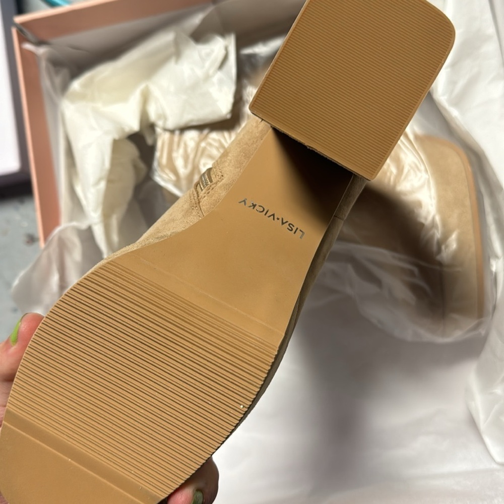 Lisa Vicky Nifty Heeled Bootie Side Zip Tan Camel Brown Suede 7 - Picture 6 of 6
